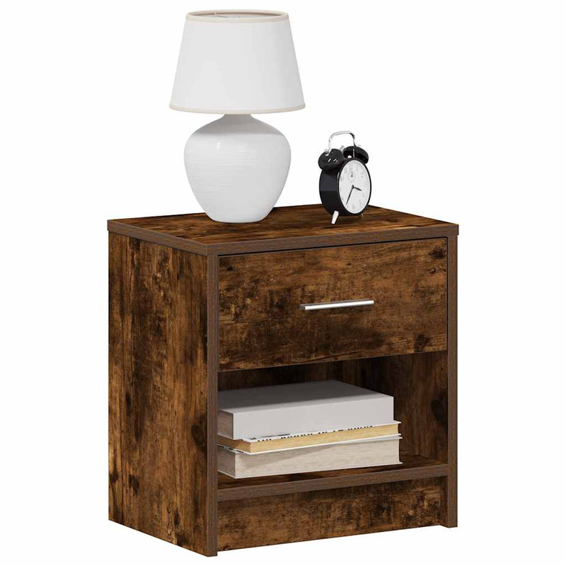 vidaXL 2 db füstös tölgy színű éjjeliszekrény fiókkal 39x28x41 cm