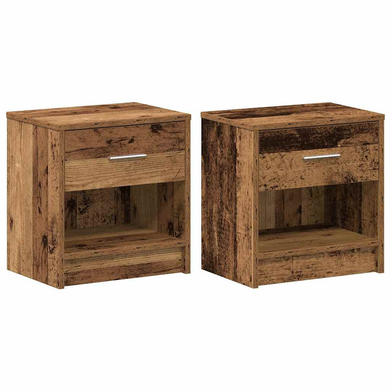 vidaXL 2 db antik fa színű éjjeliszekrény fiókkal 39x28x41 cm