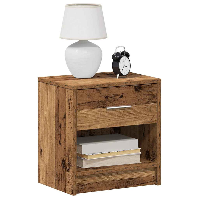 vidaXL 2 db antik fa színű éjjeliszekrény fiókkal 39x28x41 cm