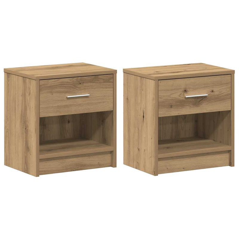 vidaXL 2 db kézműves tölgy színű éjjeliszekrény fiókkal 39x28x41 cm