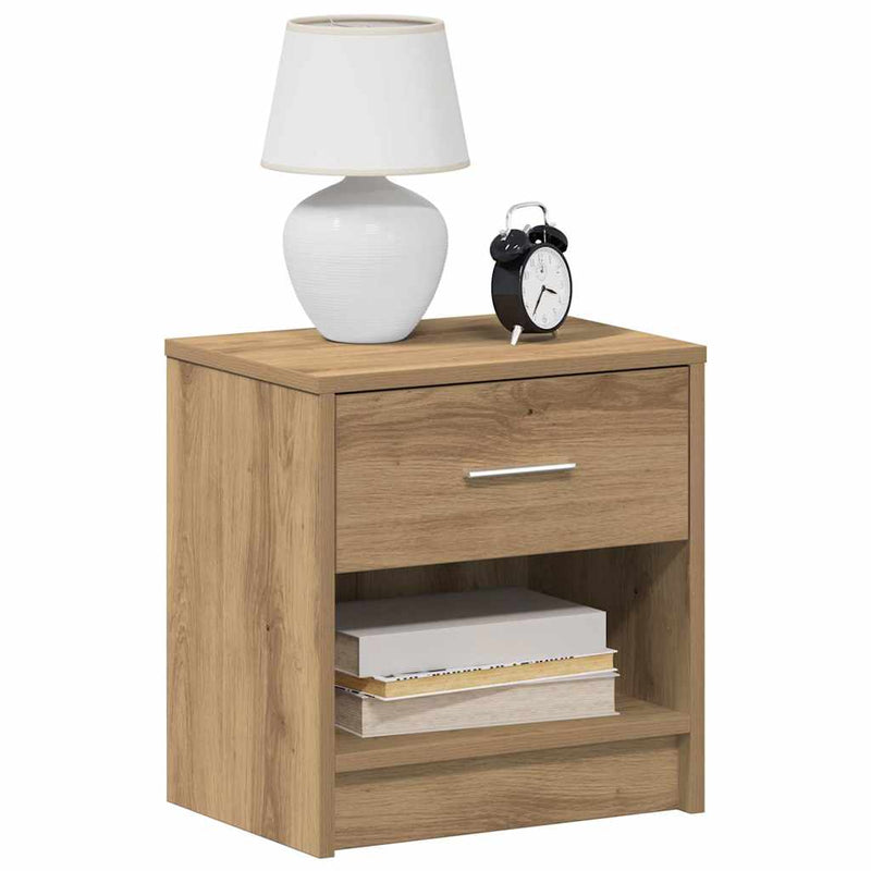 vidaXL 2 db kézműves tölgy színű éjjeliszekrény fiókkal 39x28x41 cm