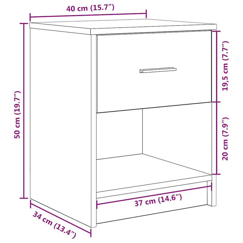 vidaXL 2 db fekete éjjeliszekrény fiókkal 40x34x50 cm