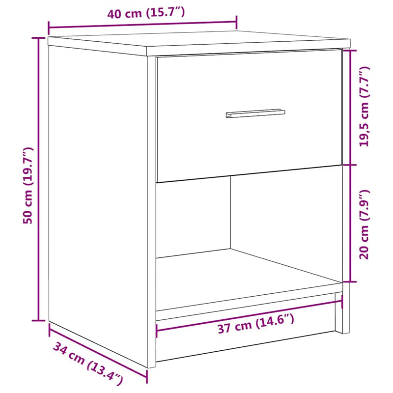 vidaXL betonszürke éjjeliszekrény fiókkal 40x34x50 cm