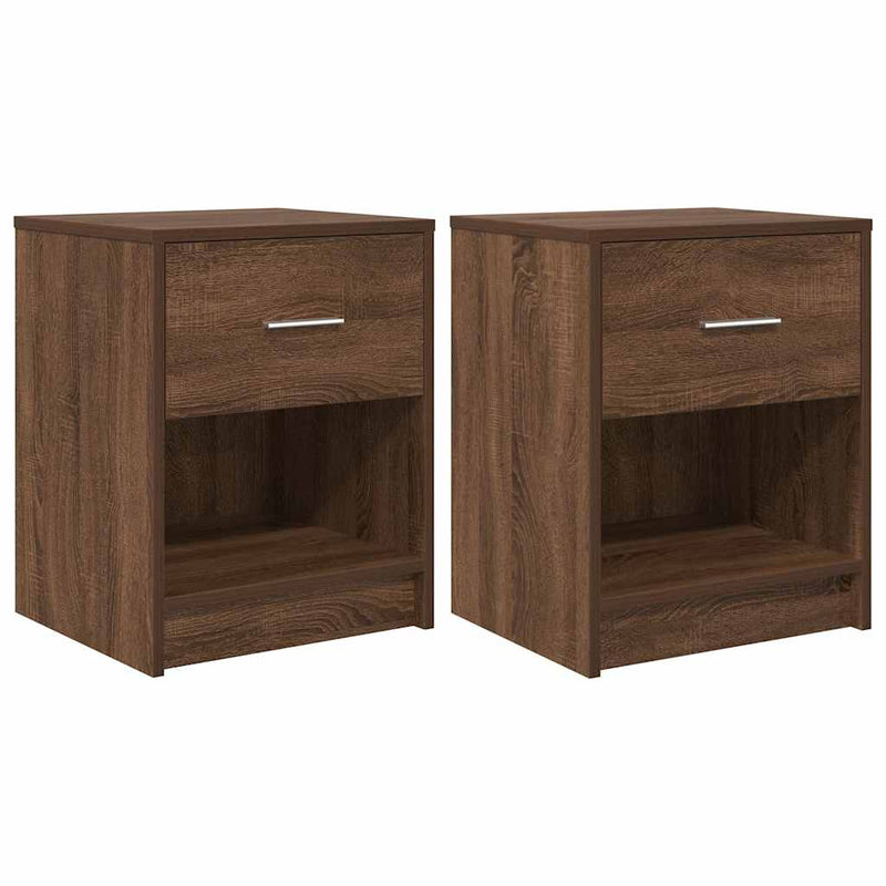 vidaXL 2 db barna tölgyszínű éjjeliszekrény fiókkal 40x34x50 cm