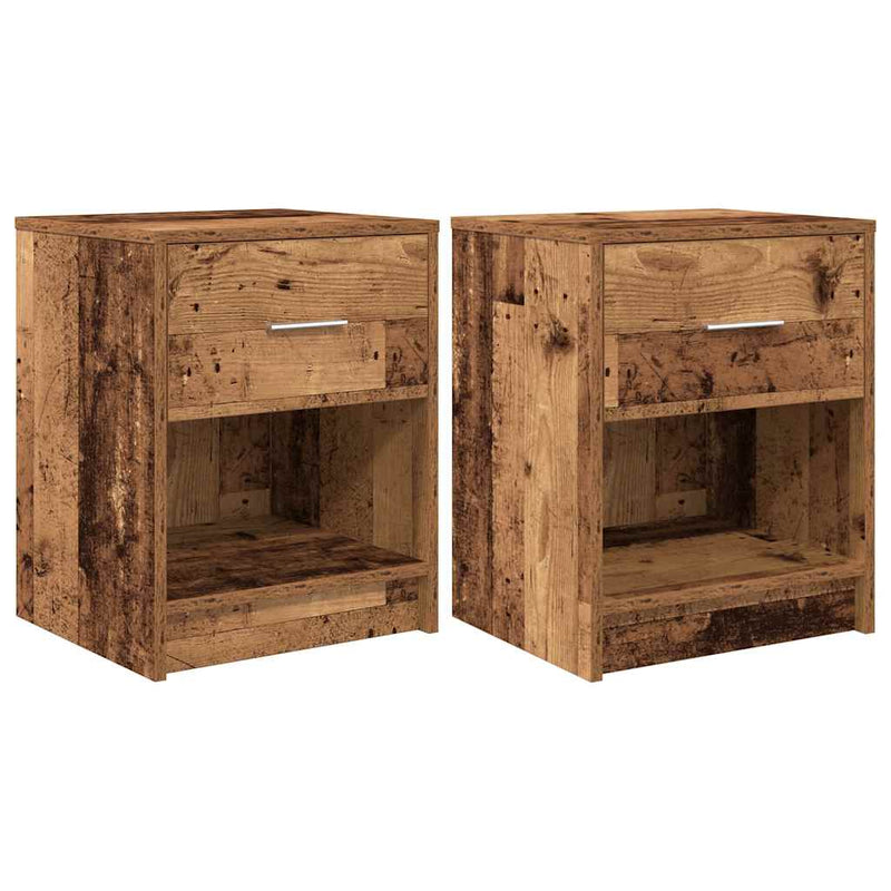 vidaXL 2 db antik fa színű éjjeliszekrény fiókkal 40x34x50 cm