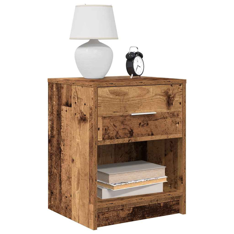 vidaXL 2 db antik fa színű éjjeliszekrény fiókkal 40x34x50 cm