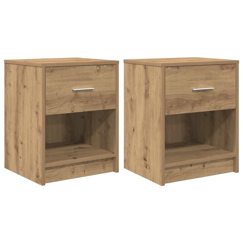 vidaXL 2 db kézműves tölgy színű éjjeliszekrény fiókkal 40x34x50 cm