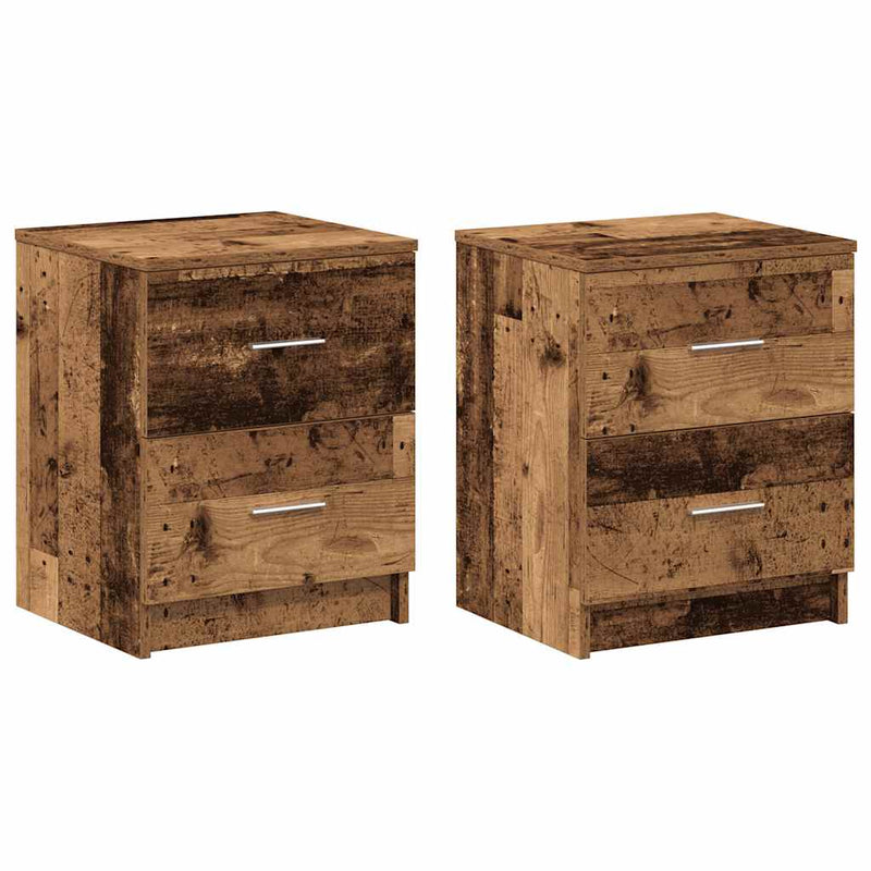 vidaXL 2 db antik fa színű éjjeliszekrény 2 fiókkal 40x36x50 cm