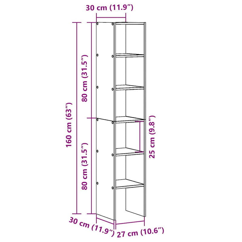 vidaXL 2 db fehér színű szerelt fa könyvespolcok halmozható 30x30x80cm