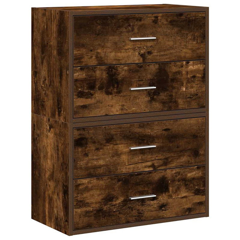 vidaXL 2 db füstölt tölgy szerelt fa szekrény 2 fiókkal 60 x 31 x 40cm
