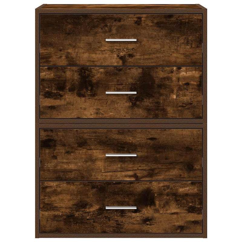 vidaXL 2 db füstölt tölgy szerelt fa szekrény 2 fiókkal 60 x 31 x 40cm