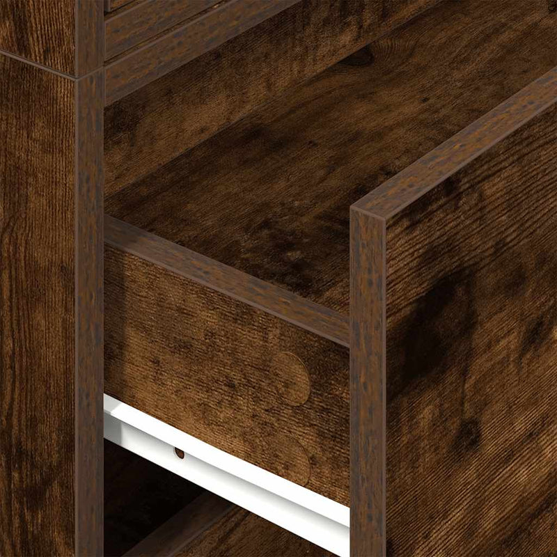 vidaXL 2 db füstölt tölgy szerelt fa szekrény 2 fiókkal 60 x 31 x 40cm