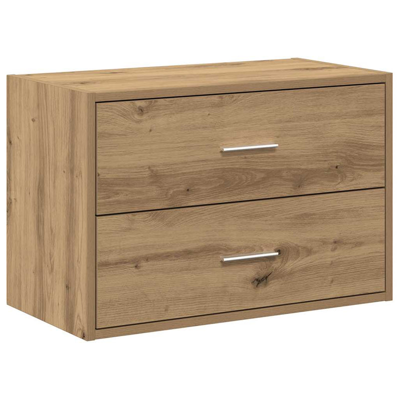 vidaXL kézműves tölgy színű szerelt fa szekrény 2 fiókkal 60x31x40 cm