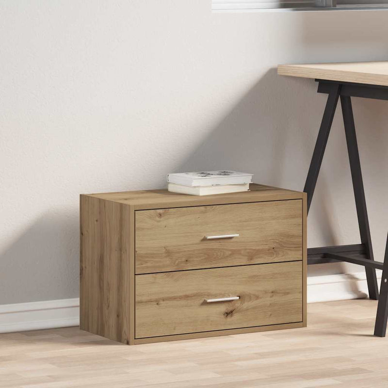 vidaXL kézműves tölgy színű szerelt fa szekrény 2 fiókkal 60x31x40 cm