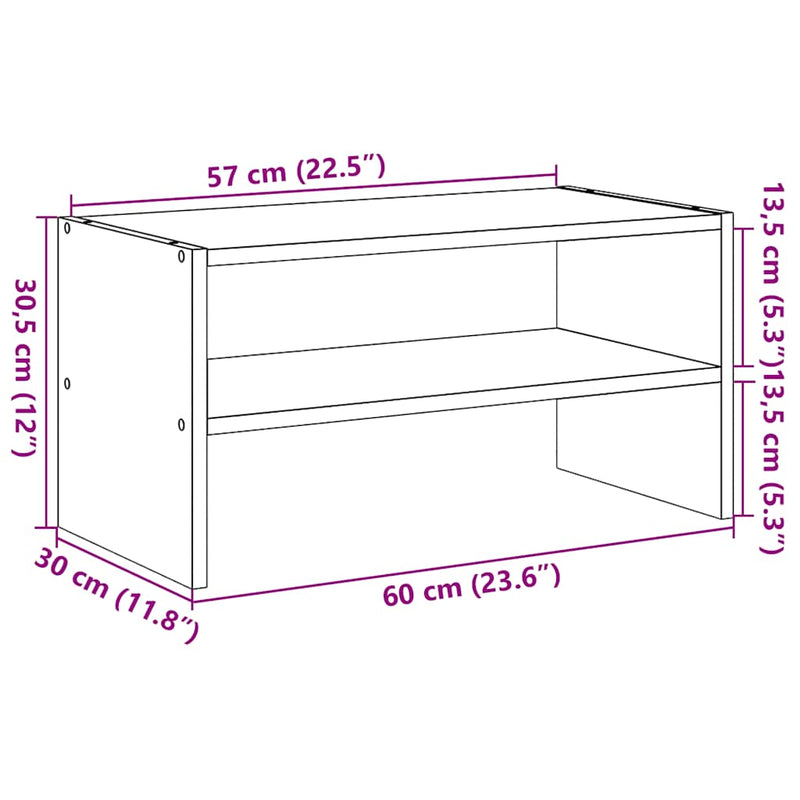 vidaXL fehér cipőtartó állvány halmozható 60 x 30 x 30,5 cm