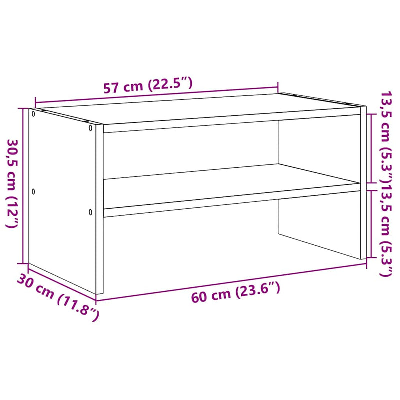 vidaXL sonoma tölgy cipőtartó állvány halmozható 60 x 30 x 30,5 cm