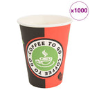 vidaXL 1000 db piros és fekete papír kávéscsészék 12oz 300ml