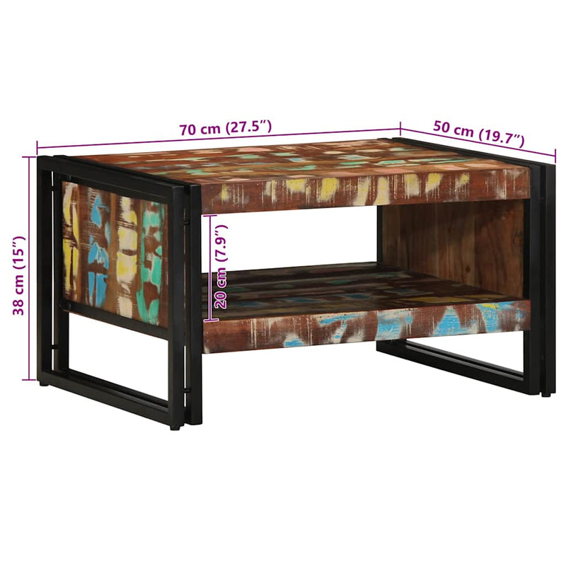 vidaXL többszínű tömör újrahasznosított fa dohányzóasztal 90x50x38cm