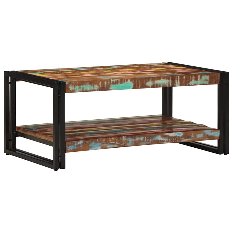 vidaXL dohányzóasztal többszínű 90x50x38cm tömörfa újrahasznosított fa