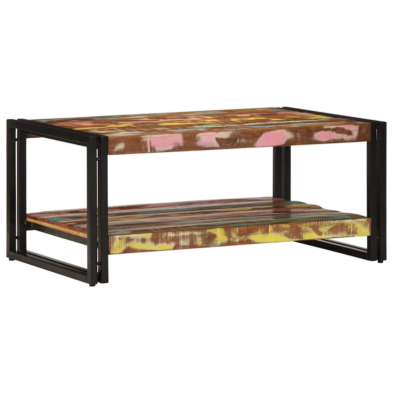 vidaXL dohányzóasztal többszínű 90x50x38cm tömörfa újrahasznosított fa