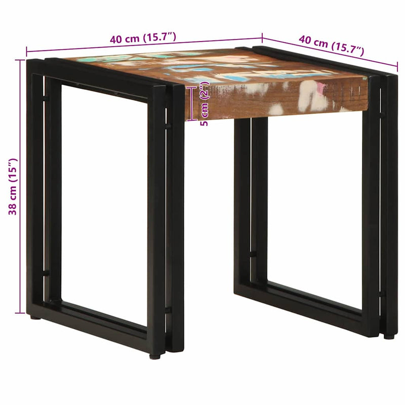 vidaXL Dohányzóasztal 40 x 40 x 38 cm tömör újrahasznosított fa