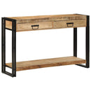 vidaXL Konzolasztal fiókkal Barna 120 x 33 x 75 cm Tömör Mangófát