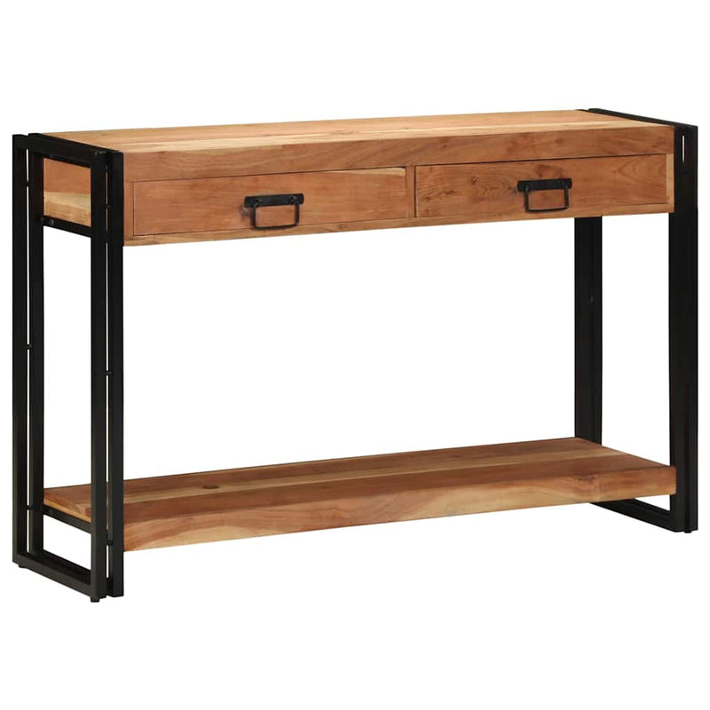 vidaXL Konzolasztal fiókkal Barna 120 x 33 x 75 cm tömör akácfa