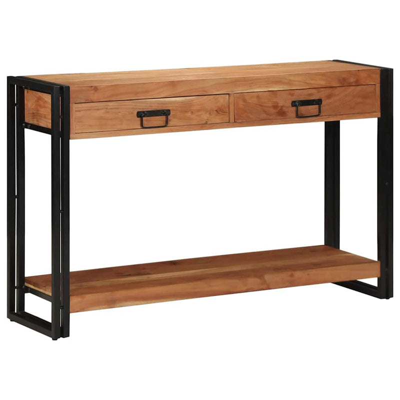 vidaXL Konzolasztal fiókkal Barna 120 x 33 x 75 cm tömör akácfa
