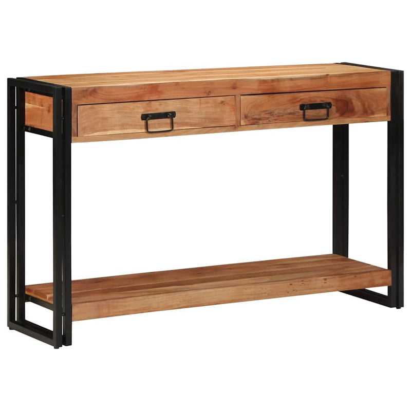 vidaXL Konzolasztal fiókkal Barna 120 x 33 x 75 cm tömör akácfa