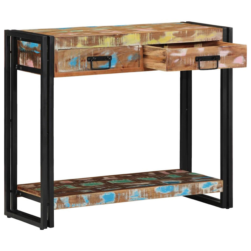 vidaXL Konzolasztal Sokszínű 90 x 33 x 75 cm tömör újrahasznosított fa