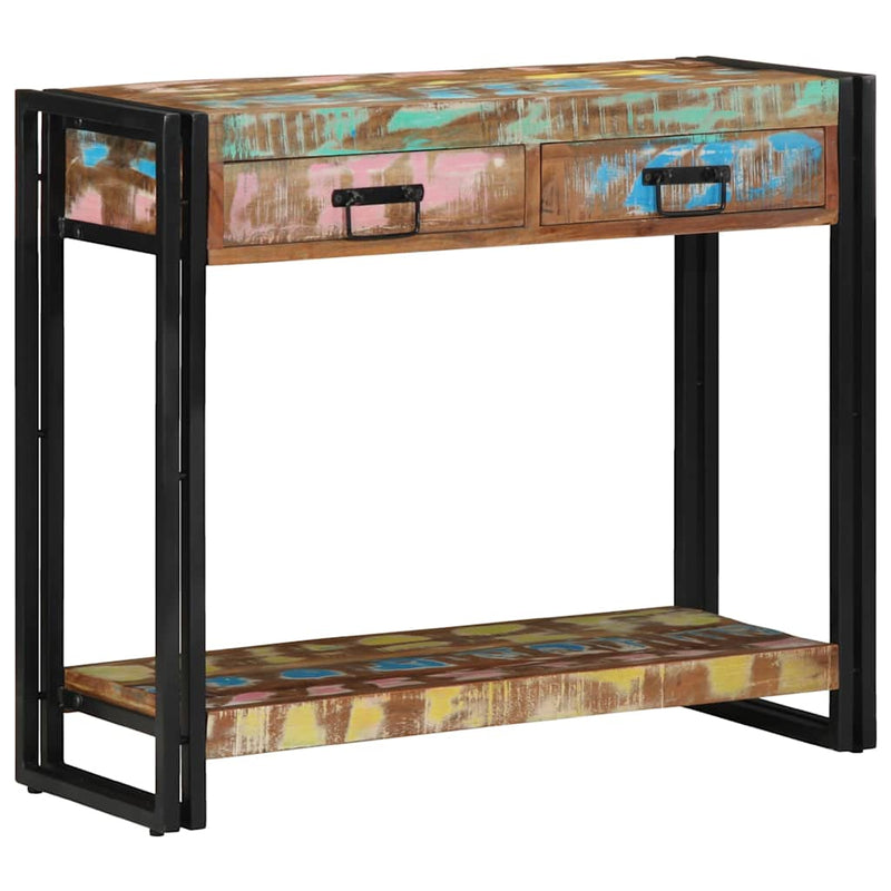 vidaXL Konzolasztal Sokszínű 90 x 33 x 75 cm tömör újrahasznosított fa