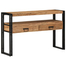 vidaXL Konzolasztal fiókkal Barna 120 x 33 x 75 cm Tömör Akácfa
