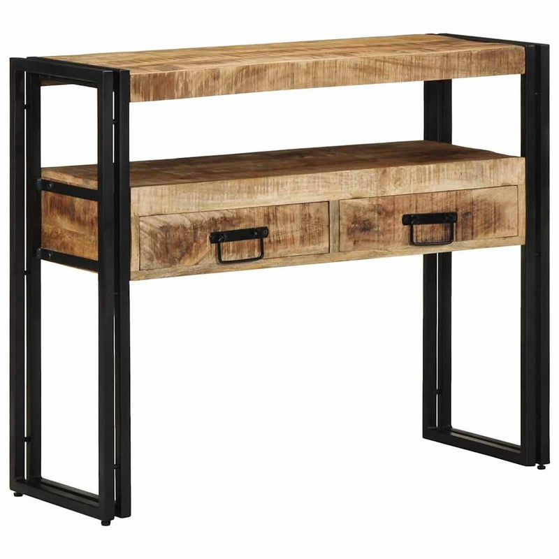 vidaXL Konzolasztal fiókkal Barna 90 x 33 x 75 cm tömör mangófa