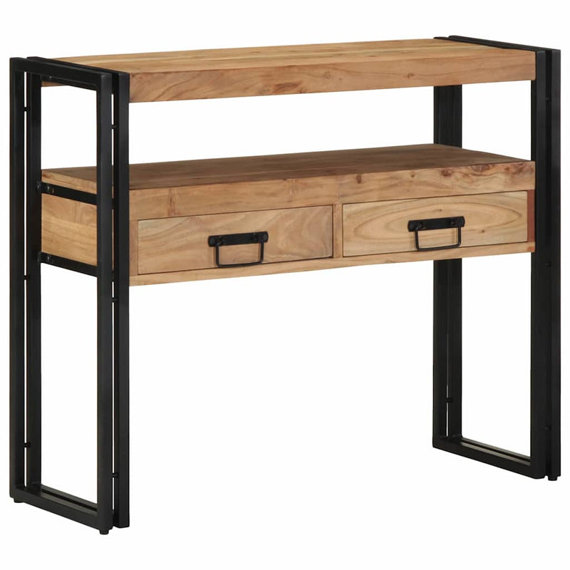 vidaXL Konzolasztal fiókkal Barna 90 x 33 x 75 cm tömör akácfa