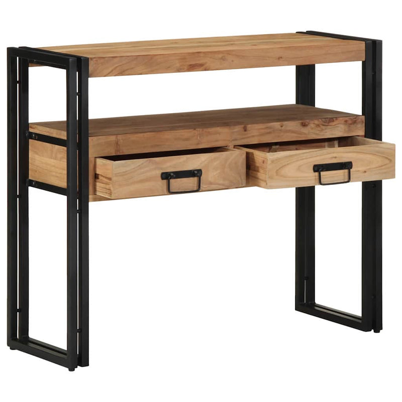 vidaXL Konzolasztal fiókkal Barna 90 x 33 x 75 cm tömör akácfa