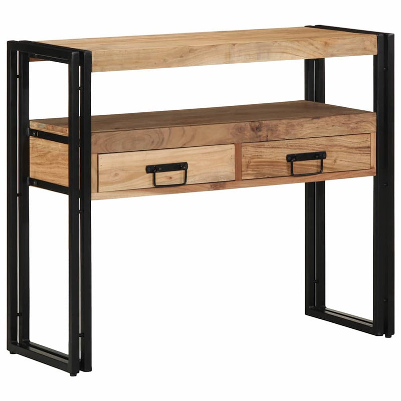 vidaXL Konzolasztal fiókkal Barna 90 x 33 x 75 cm tömör akácfa