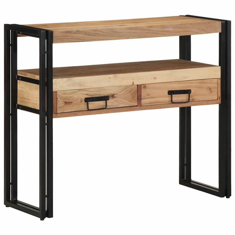 vidaXL Konzolasztal fiókkal Barna 90 x 33 x 75 cm tömör akácfa