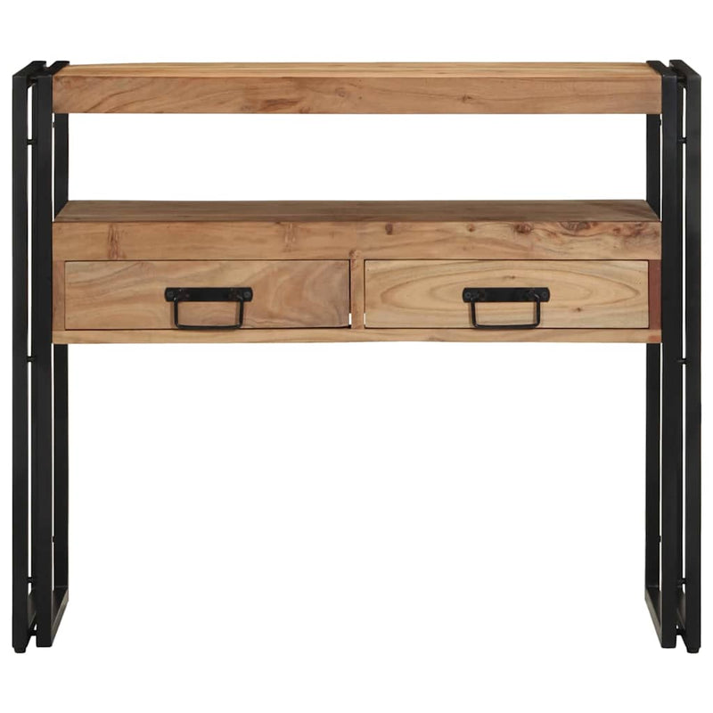 vidaXL Konzolasztal fiókkal Barna 90 x 33 x 75 cm tömör akácfa