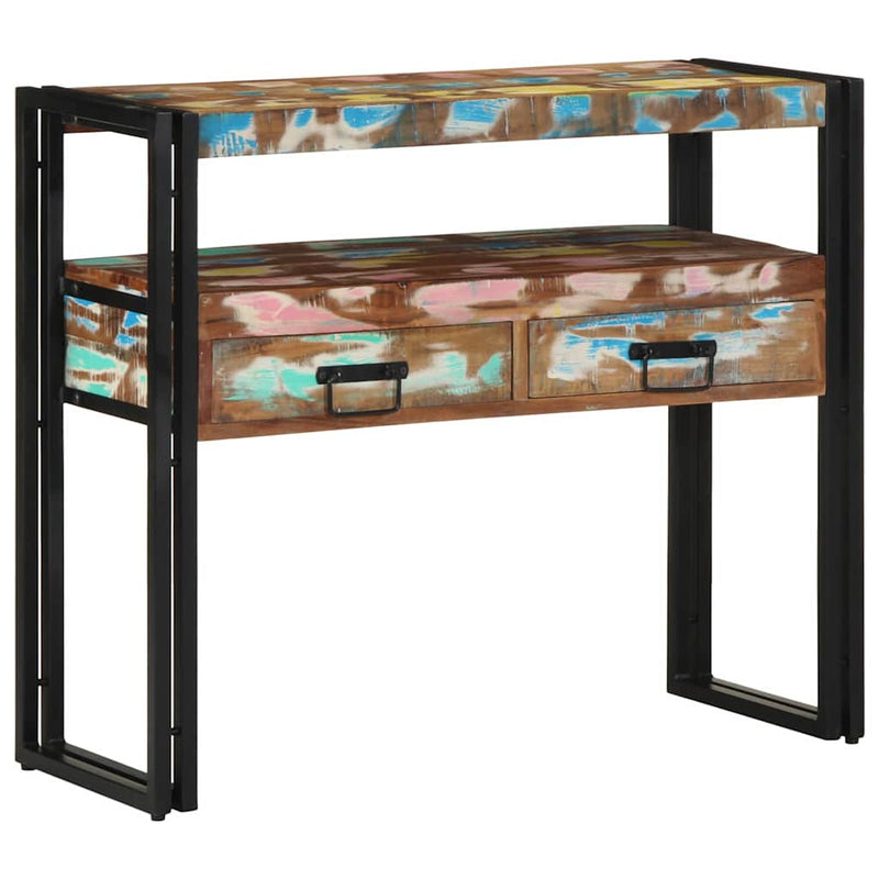 vidaXL Konzolasztal Sokszínű 90 x 33 x 75 cm tömör újrahasznosított fa