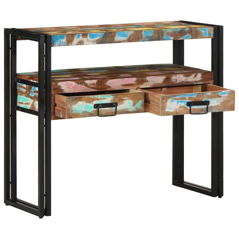 vidaXL Konzolasztal Sokszínű 90 x 33 x 75 cm tömör újrahasznosított fa