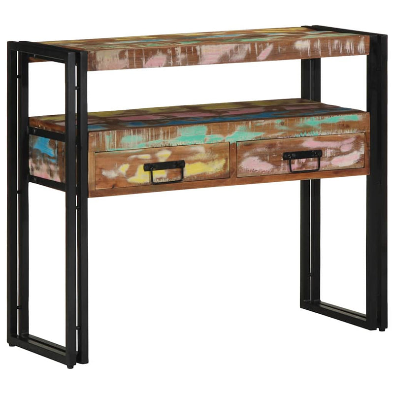 vidaXL Konzolasztal Sokszínű 90 x 33 x 75 cm tömör újrahasznosított fa