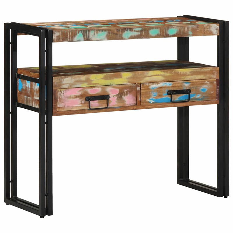 vidaXL Konzolasztal Sokszínű 90 x 33 x 75 cm tömör újrahasznosított fa