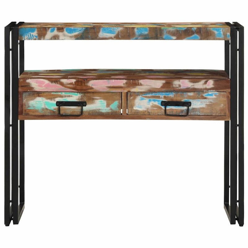 vidaXL Konzolasztal Sokszínű 90 x 33 x 75 cm tömör újrahasznosított fa