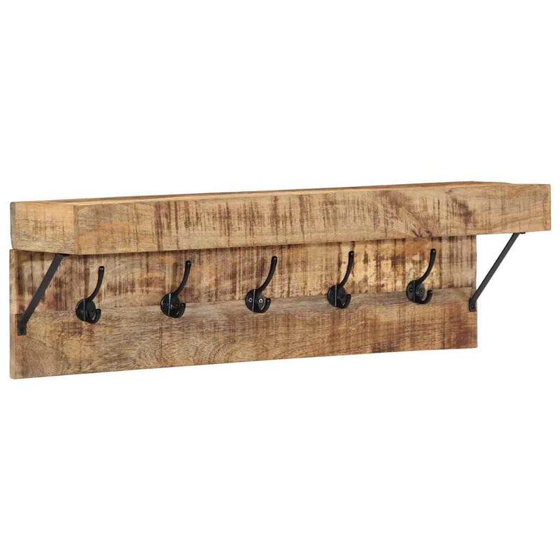 vidaXL Kabáthorog polcokkal Barna 73 x 19 x 23 cm Tömör mangófa