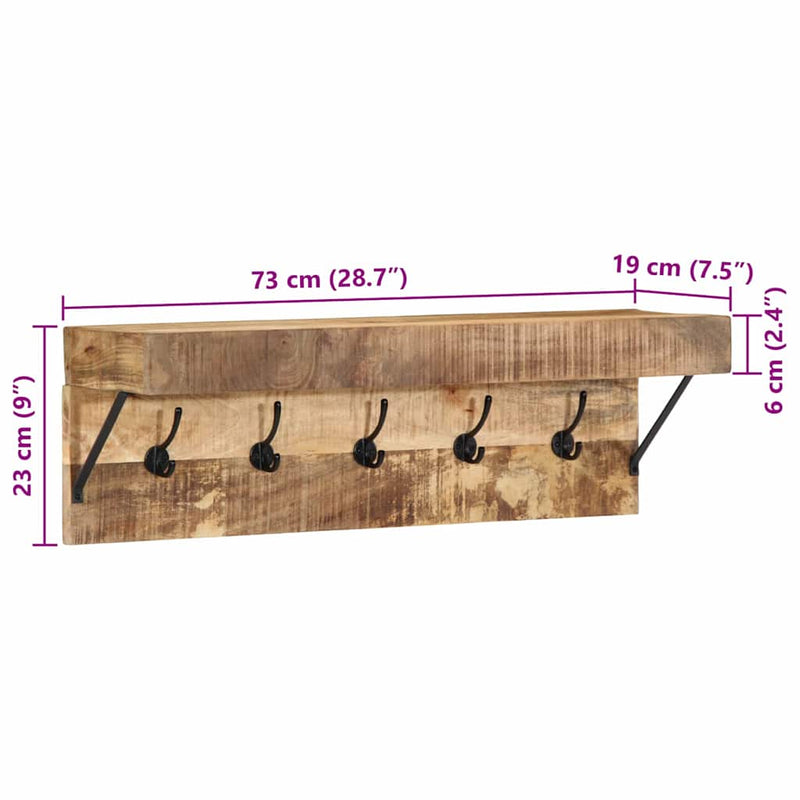 vidaXL Fogas polcokkal tárolóval Barna 73 x 19 x 23 cm Tömör mangófa