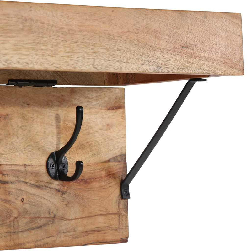 vidaXL Kabáthorog polcokkal Barna 73 x 19 x 23 cm Tömör akácfa