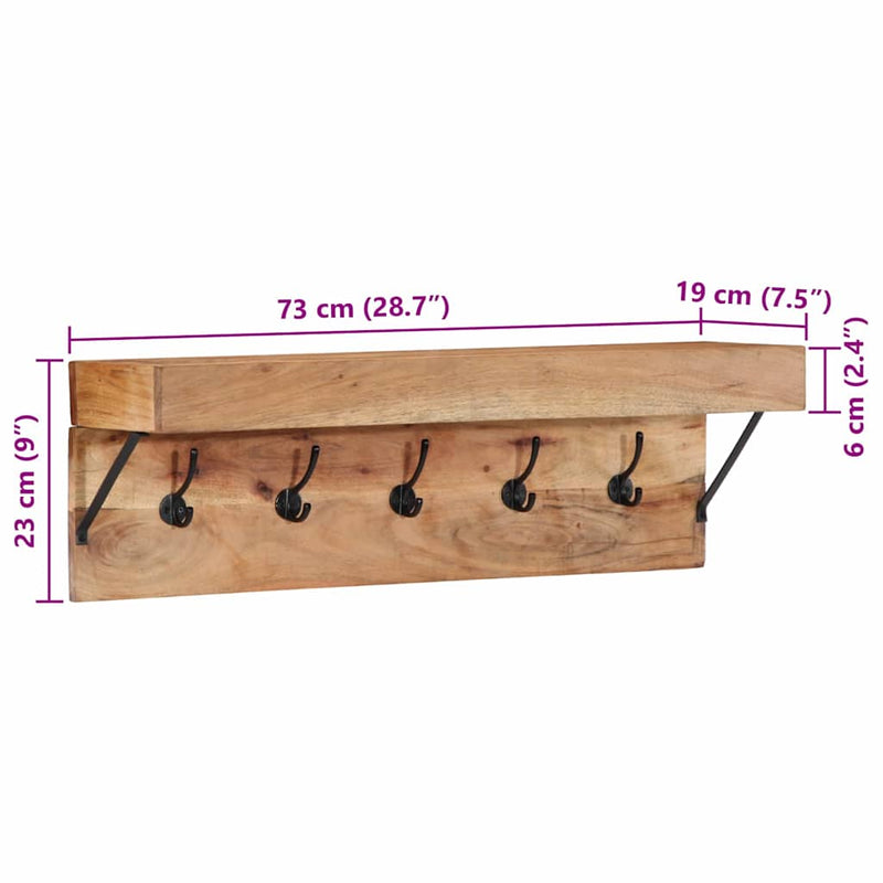vidaXL Fogas polcokkal tárolóval Barna 73 x 19 x 23 cm Tömör akácfa