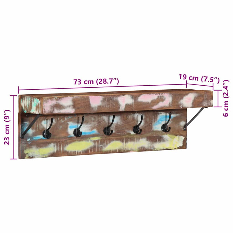 vidaXL Fogas polcokkal Barna 73 x 19 x 23 cm Tömör újrahasznosított fa