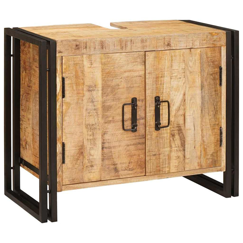 vidaXL Fürdőszobai mosdószekrény 71 x 33 x 58 cm Tömör mangófa és vas