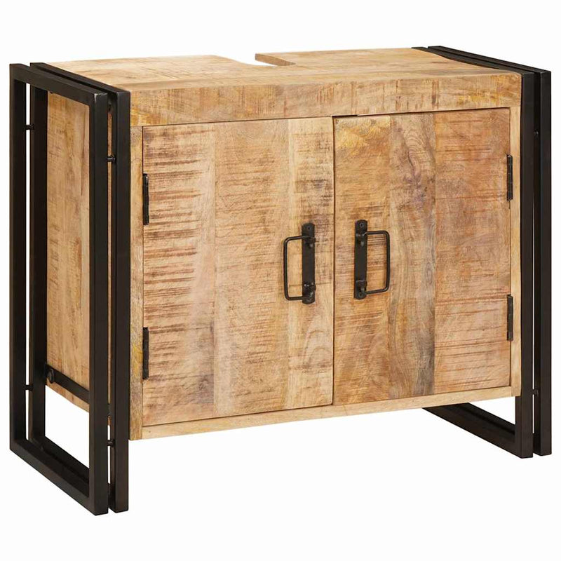 vidaXL Fürdőszobai mosdószekrény 71 x 33 x 58 cm Tömör mangófa és vas